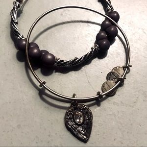 Two rare silver &  purple Alex and ani bracelets